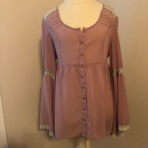 Perch Chiffon Boho Bell Sleeved Tie Back Tunic